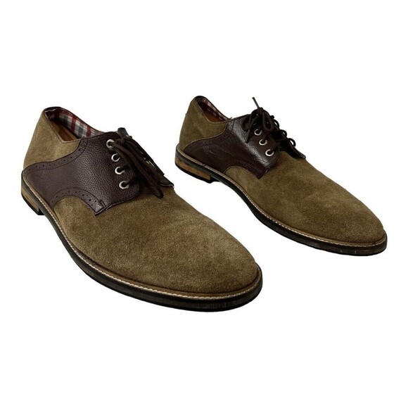 Ben Sherman 12 British Brown Leather Lace Up Suede Oxford Dress Shoes - Picture 1 of 7